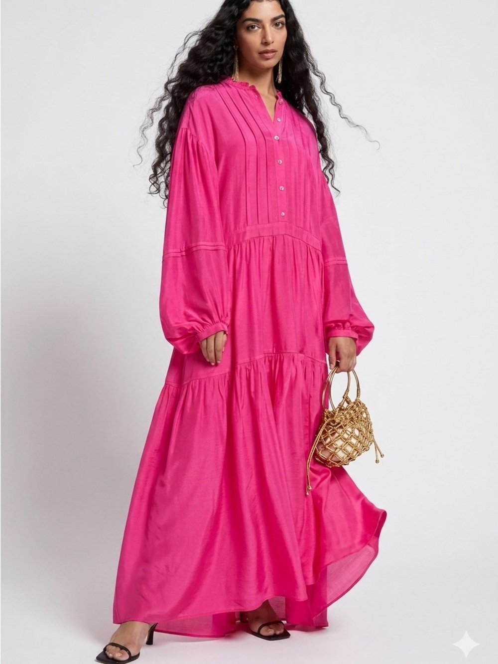 & Other Stories Savior Relaxed Lace Trimmed Tunic Dress
